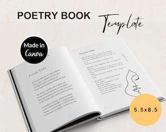 Poetry Book Template 5.5x8.5 KDP, Canva Poem Book Template, Interior Poetry Book KDP Template, Self-Publishing Poetry Book Interior