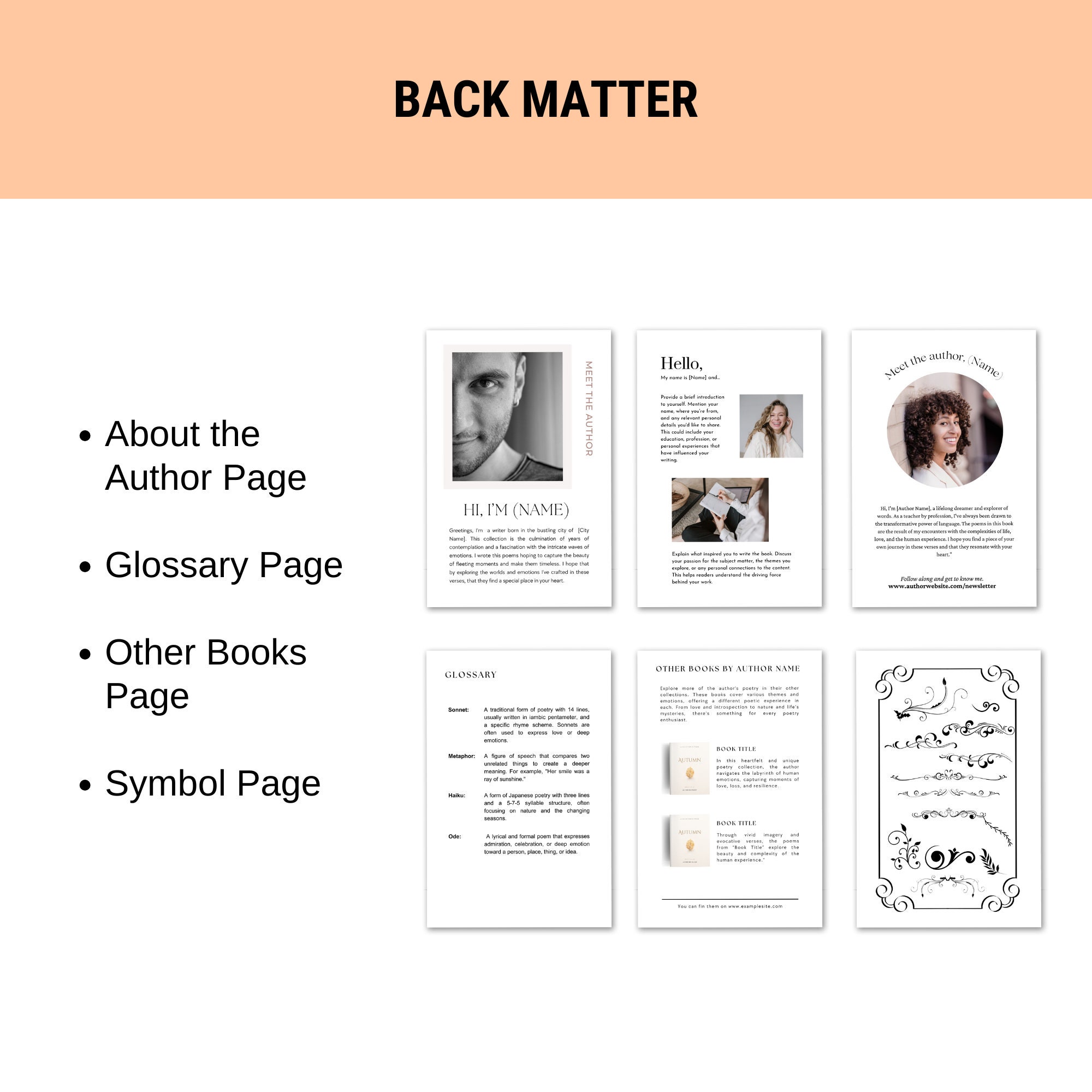 Poetry Book KDP Template 5x8, Paperback & Hardcover Book Interior
