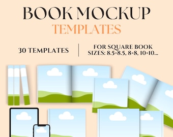 Canva Square Book Mockup Templates, Digital Cover Mock up, KDP Ebook Mockup, Editable Square Book Mockup Design, Digital Product Mockup