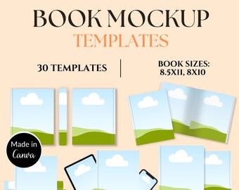 Book Mockup Canva Templates Cover & Interiors, Canva Digital Book Mock up, KDP Kindle Ebook Mockup, Book Marketing Templates, Journal Mockup