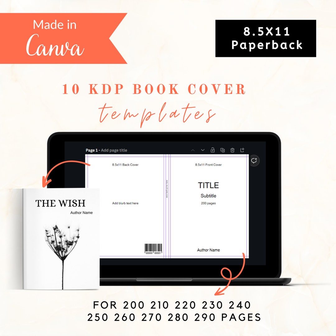 KDP Cover Template 8.5x11, 200290 Pages, KDP Cover, Ready to Edit Book