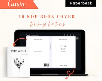 KDP Book Cover Template 8.5x11, Editable Canva Cover for 200–290 Pages