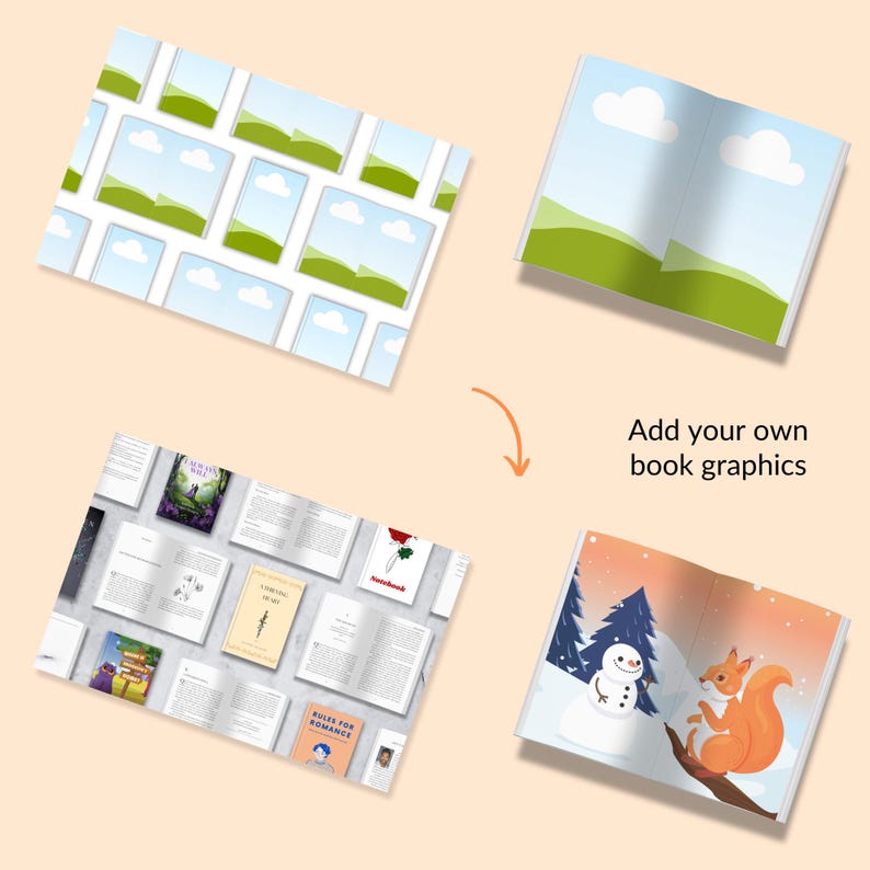 May include: A collage of book covers with different designs. The covers feature illustrations of a snowman, a squirrel, a forest, and a red balloon. The text on the covers includes "Rules for Romance", "I'm Writing the Book", and "Something Old, Something New".