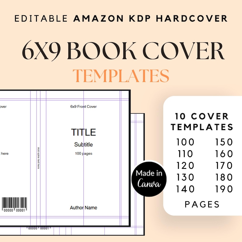 6x9 KDP Hardcover Book Template, KDP Template Canva, Canva KDP Cover ...