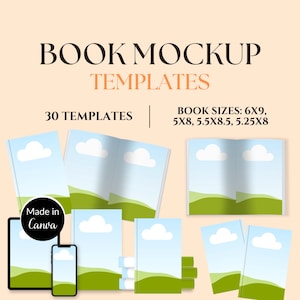 Canva Book Mockup Templates, Digital Book Cover Mock up, KDP Ebook Mockup, Editable Book Marketing Design, Digital Product Hardcover Mockup