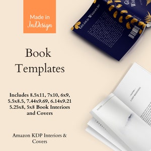 Pacchetto di modelli di libri KDP, modello InDesign personalizzabile, layout interni per romanzi e saggistica, design di copertine di libri predefiniti per l'autopubblicazione