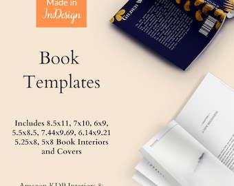 KDP Book Template Bundle, Editable InDesign Interiors & Covers, 8 Sizes