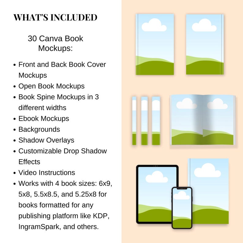 Canva Book Mockup Templates, Digital Book Cover Mock up, KDP Ebook Mockup, Editable Book Marketing Design, Digital Product Hardcover Mockup image 2