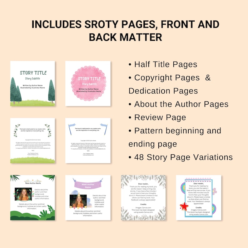 Children's Book Template 8.5x8.5, KDP Canva Template, Picture Book Design, Editable Book Template Canva Layout Editable Kid Book Interior image 9