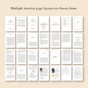 May include: A collection of different interior page layouts for a book. The layouts include a table of contents, dedication, introduction, chapter beginnings, the new rule, about the author, other books by the author, bibliography, acknowledgements, and the discovery variable.