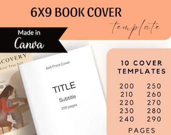 Book Cover Template 6x9, 200-290 pages, Canva KDP Cover Template, Cover Kindle Direct Publishing, Editable KDP Cover, Paperback Cover Edit