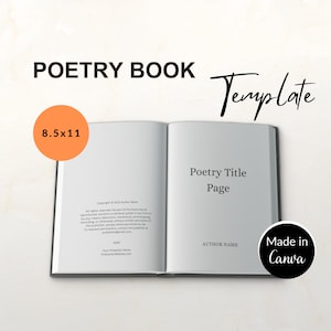 Modello per libro di poesie 8,5 x 11, interno del libro di poesie KDP, modello per libro di poesie autopubblicato, modello per libro di poesie Canva, libro di poesie modificabile