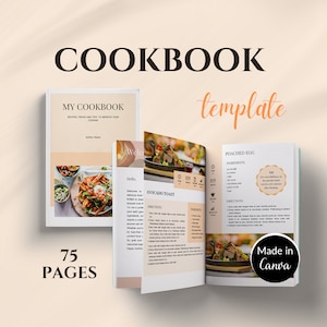 Modello di ricettario KDP, modello di ricetta Canva, libro di ricette personalizzato, modello di ricetta modificabile, libro di ricette digitale, modello di ebook di ricette