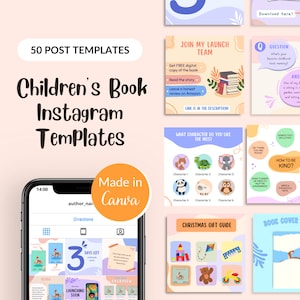 Modelli Instagram Autori di libri per bambini, Modello Canva di Instagram, Modelli di social media per autori per bambini, Booktok, Modello Bookstagram