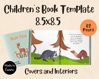 Children’s Book Template 8.5x8.5 for KDP, Editable Canva Picture Book Interior and Cover Design