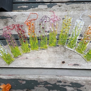 Meadow flower sticks, fused glass Suncatcher