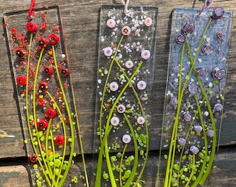 Meadow flower sticks, fused glass Suncatcher