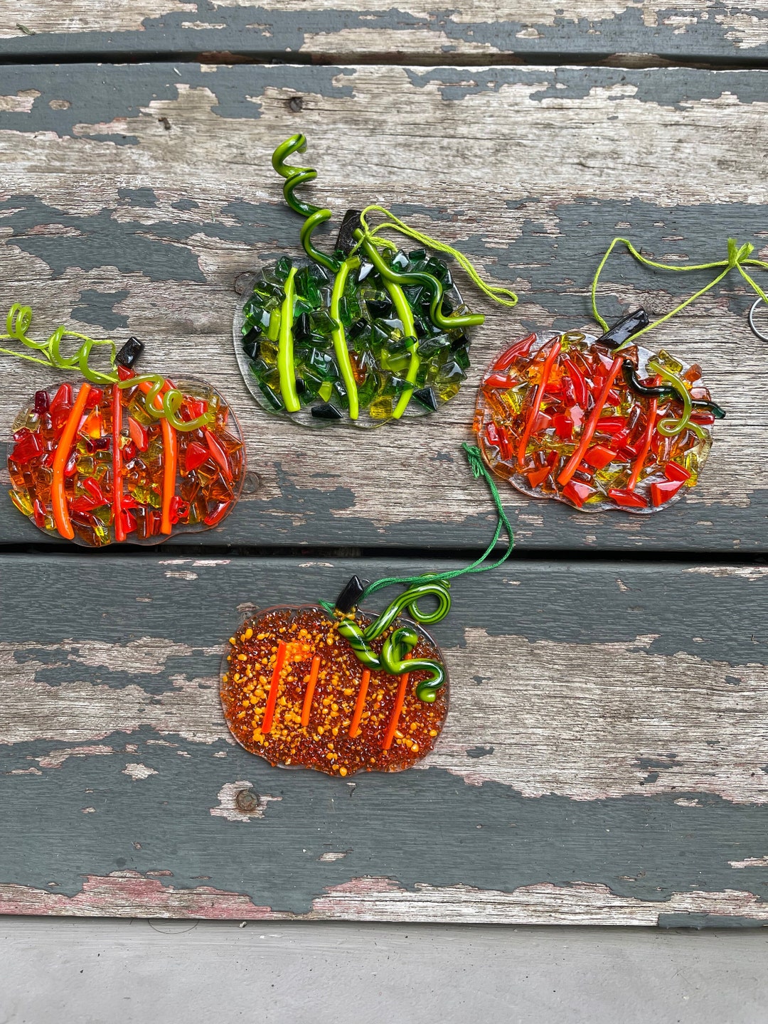 Fused Glass Scrappy Pumpkins Etsy