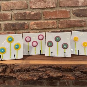 Flower plates, fused glass spring/summer dishes