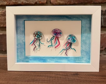 Mini jellies, fused glass jelly fish art