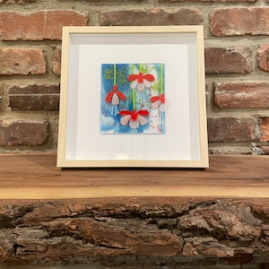 Fuschia framed, fused glass art