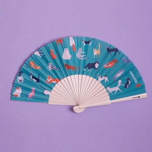 Hand Held Wooden Folding Fan - Go Cat - Cat Lovers Fashion Accessory ...