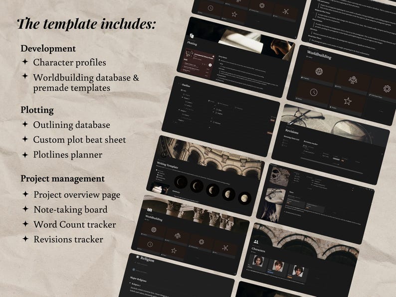 Dark Academia Novel Writing Notion Template: Book Planner, Nanowrimo ...