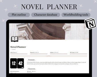 Light Academia Notion Novel Planner Template for Writers: Outline, Worldbuild, Develop Characters, Revise & More