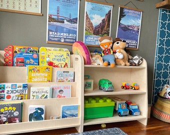 ENSEMBLE de deux étagères Montessori, bibliothèque face à l’avant, étagère à jouets, meubles assortis, rangement arrière, chambre de bébé, livraison gratuite