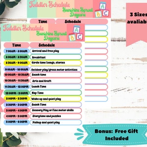 Editable daycare daily schedule for toddlers, childcare daily routine canva templates, For homeschool, daycare, home daycare forms, Pastel