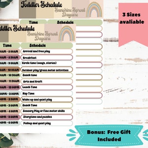 Editable daycare daily schedule for toddlers, childcare daily routine canva templates| For homeschool, daycare, home daycare forms| Neutral