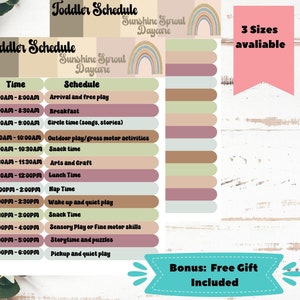 Editable daycare daily schedule for toddlers, childcare daily routine canva templates, For homeschool, daycare, home daycare forms,  Neutral