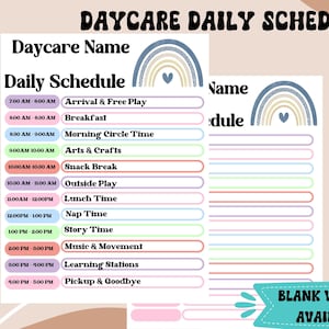 Editable and Printable Daily Daycare Schedule, Childcare Center , Homeschool Schedule , Daycare Routine , Baby Daily Routine Wall Art
