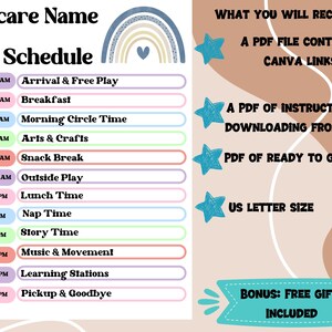 Editable and Printable Daily Daycare Schedule, Childcare Center ...
