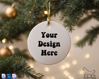 Christmas Mockup Blank White Round Ceramic Christmas Ornament Mockup Bundle Tree Ornament Mockup Christmas Mock ups Photoshop JPG PNG PSD