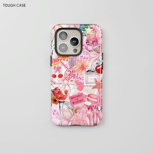 Pink Dirty Martini Collage Phone Case, Trendy City Girl, Preppy Aesthetic, iPhone 15 14 13 12 11 Pro Max 8 Plus Samsung Galaxy S23 S22 #352