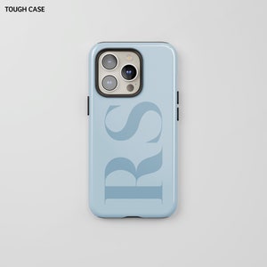 Personalized Monogram Initial iPhone Case, iPhone 15 Case, Custom Initial iPhone 14 Pro 12 11 13 Pro Max Case, Custom Tough Case BLUE
