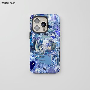 Coquette Blue Collage Telefoonhoesje, Preppy en schattige esthetiek, iPhone 15 14 13 12 11 Pro Max 8 Plus X, Samsung Galaxy S23 S22 S20 - #193