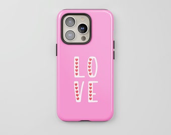 Love Hearts Pink Tough Phone Case