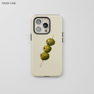 Beige olivgrüne Malerei Handyhülle, Ästhetische Kokette, iPhone 15, 14, 13, 12, 11, X, XR, XS | #237