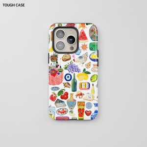 Coquette Italian Food Collage Phone Case, Cocktail Phone Case, Y2K Aesthetic, iPhone 15 14 13 12 11 Pro Max 8 Plus X, Samsung Galaxy | #225