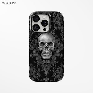 Gothic Skull iPhone Case – Dark Baroque Pattern with Grunge Skull Artwork, Elegant Macabre Phone Cover for iPhone 16 15 14 13 12 Pro #466