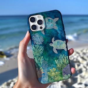Sea Turtle iPhone Case – Underwater Ocean Design with Coral Reef & Marine Life, Coastal Aesthetic Beach Lover Gift, Vibrant Phone Cover #436