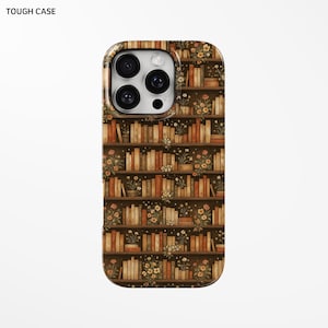 Dark Academia Bookshelf iPhone Case – Vintage Floral Book Phone Case for Readers, Book Lovers & Aesthetic Library Vibes | #521
