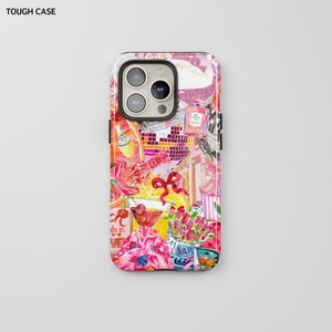 Coquette Pink Bow Collage Phone Case, Preppy and Cute Aesthetic, iPhone 15 14 13 12 11 Pro Max 8 Plus X, Samsung Galaxy S23 S22 S20 Ultra