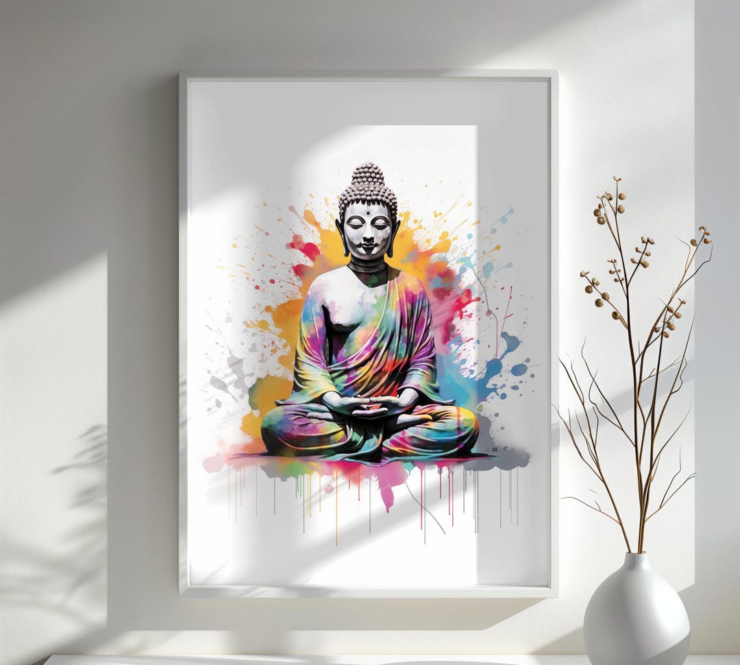 Colorful Buddha Art Print Vibrant Meditation Wall Art Spiritual Decor ...
