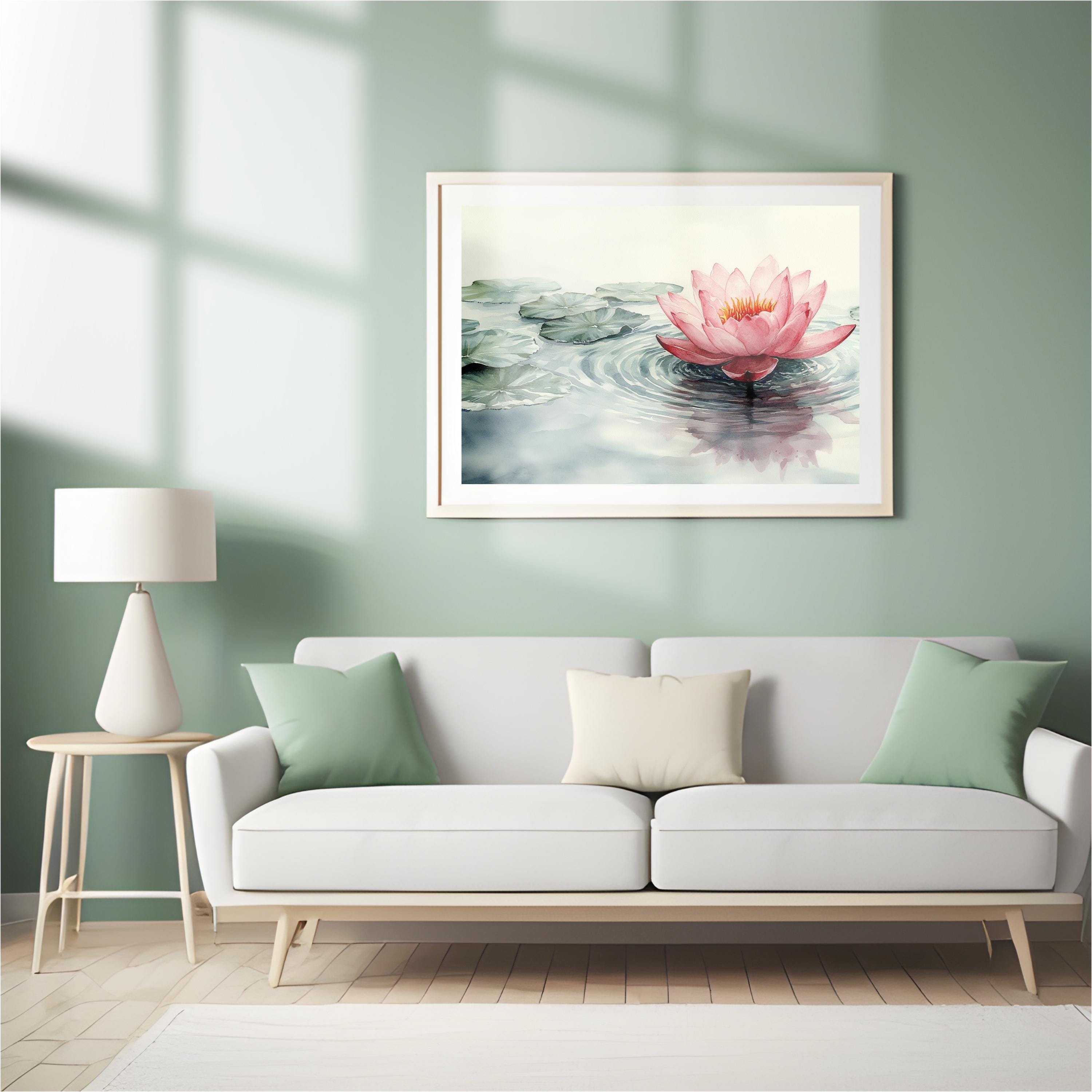 Watercolor Lotus Flower Art Print, Pink Floral Zen Decor - Etsy