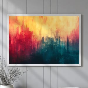 Vibrant Abstract Art Print Warm Watercolor Sunset Colors Ethereal Wall Art Gift for Modern Home Decor Lovers