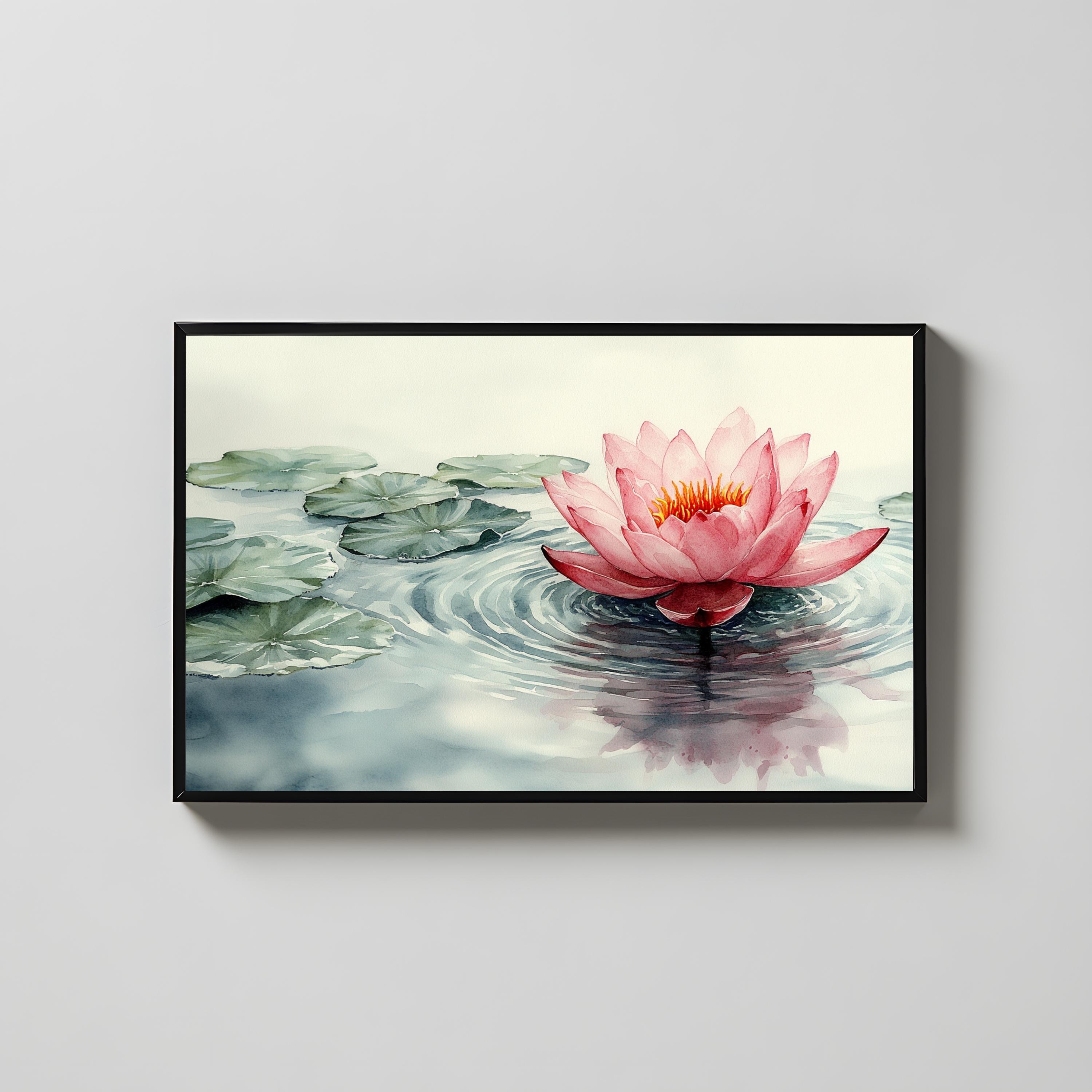 Watercolor Lotus Flower Art Print, Pink Floral Zen Decor - Etsy