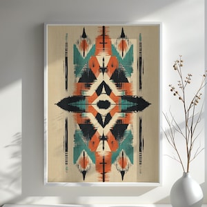 Native American-Inspired Geometric Art Print Tribal Pattern Wall Decor Boho Style Poster Perfect Gift for Modern Bohemian Homes